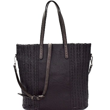 Fashionable Woven Detail Rustic 2 Way Tall Tote MH-CJF046