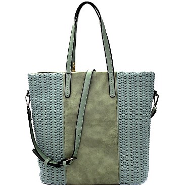 Fashionable Woven Detail Rustic 2 Way Tall Tote MH-CJF046
