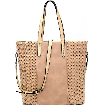 Fashionable Woven Detail Rustic 2 Way Tall Tote MH-CJF046