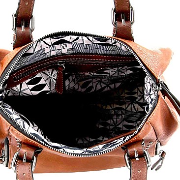 CHILLX Hematit-Tone Studded Large 2-Way Satchel MH-CJF062
