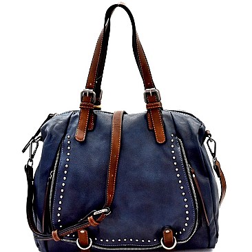 CHILLX Hematit-Tone Studded Large 2-Way Satchel MH-CJF062