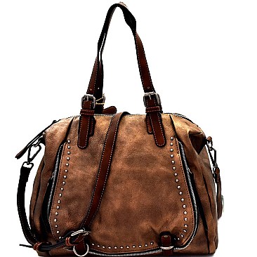 CHILLX Hematit-Tone Studded Large 2-Way Satchel MH-CJF062