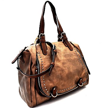 CHILLX Hematit-Tone Studded Large 2-Way Satchel MH-CJF062