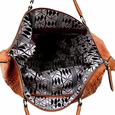 Woven Detail Perforated Rustic Large Satchel MH-CJF065