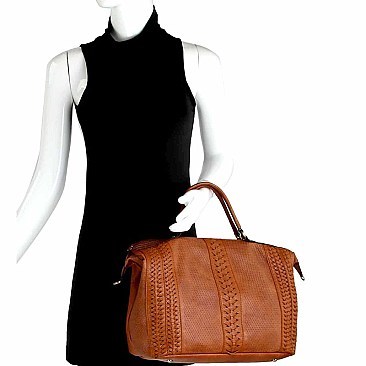 Woven Detail Perforated Rustic Large Satchel MH-CJF065