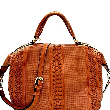 Woven Detail Perforated Rustic Large Satchel MH-CJF065