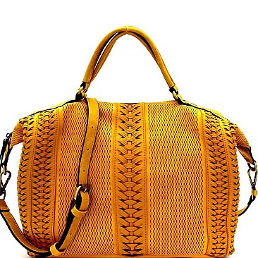 Woven Detail Perforated Rustic Large Satchel MH-CJF065