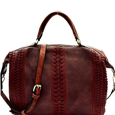Woven Detail Perforated Rustic Large Satchel MH-CJF065