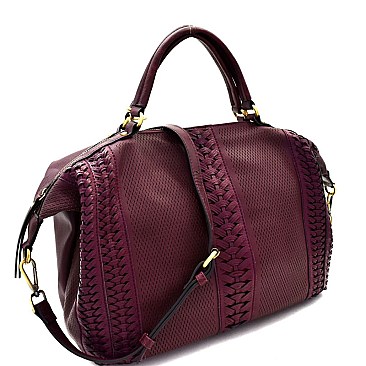 Woven Detail Perforated Rustic Large Satchel MH-CJF065