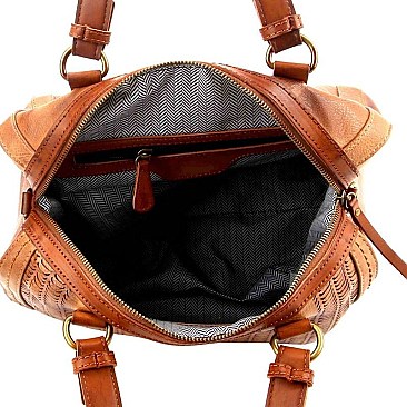 Perforated 2Tone Rustic Boston 2Way Bag