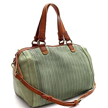 Perforated 2Tone Rustic Boston 2Way Bag