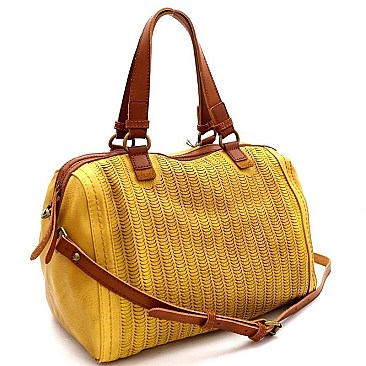 Perforated 2Tone Rustic Boston 2Way Bag