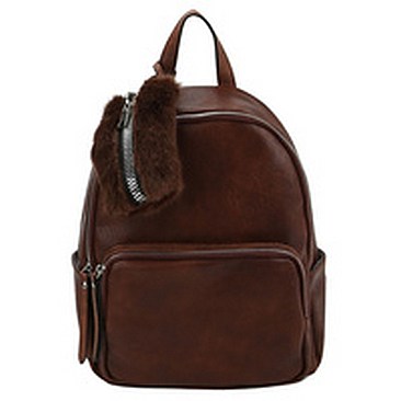 Fashion 2-in-1 Backpack & Fur Clutch