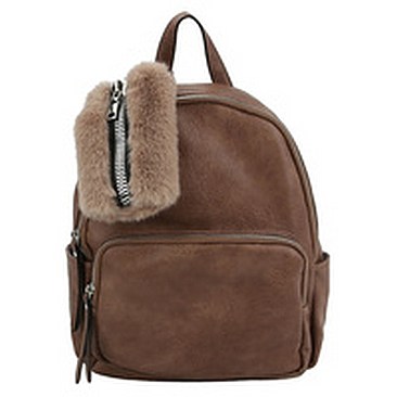 Fashion 2-in-1 Backpack & Fur Clutch