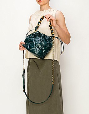 Quilted Chain Link Bucket Bag