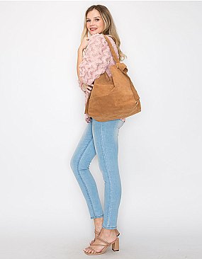 Whole Real Suede Leather 2-in-1 Shoulder Bag Hobo