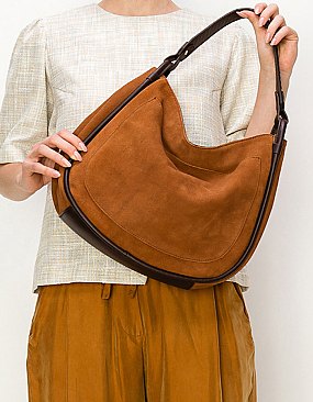 Real Suede Leather Shoulder Bag Hobo