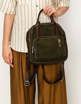 Real Suede Leather Backpack