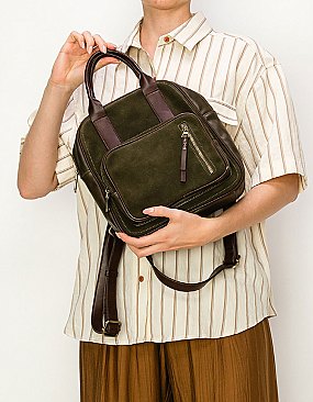 Real Suede Leather Backpack