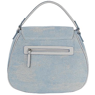 Vintage Denim Flap Crossbody Bag Satchel