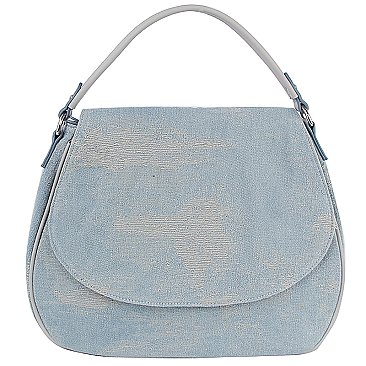 Vintage Denim Flap Crossbody Bag Satchel