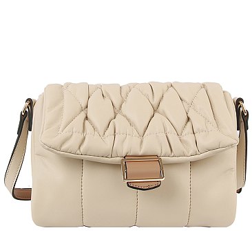 Quilted Puffy Flap Crossbody Bag