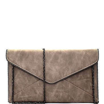 CL0097-LP Zipper Accent Envelope Clutch