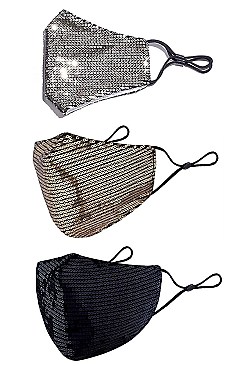 PACK OF 12 ASSORTED COLOR SEQUIN FASHION MASK