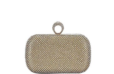 STRUCTURED MULTI RHINESTONE PARTY RING CLUTCH