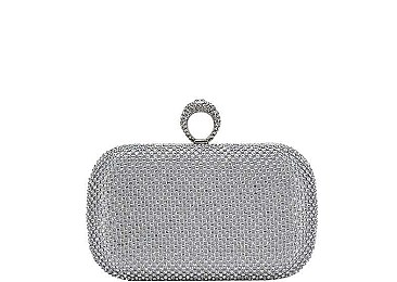 STRUCTURED MULTI RHINESTONE PARTY RING CLUTCH