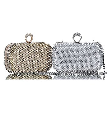 STRUCTURED MULTI RHINESTONE PARTY RING CLUTCH