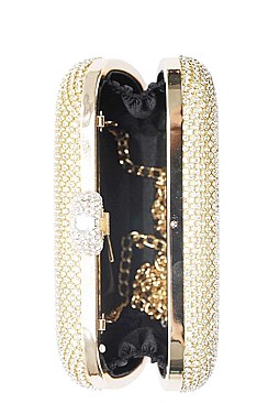 STRUCTURED MULTI RHINESTONE PARTY RING CLUTCH