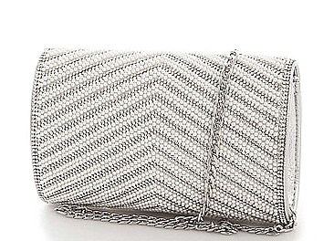 DESIGNER CUTE PEARL AND RHINESTONE PARTY CLUTCH WITH CHAIN