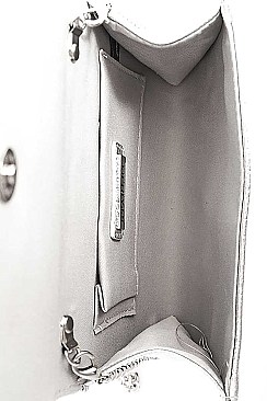 DESIGNER CUTE PEARL AND RHINESTONE PARTY CLUTCH WITH CHAIN