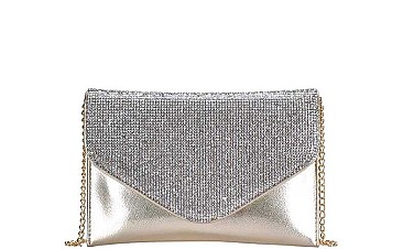 CHAINED MULTI RHINESTONE ENVELOPE PARTY CLUTCH