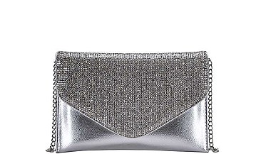 CHAINED MULTI RHINESTONE ENVELOPE PARTY CLUTCH