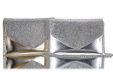 CHAINED MULTI RHINESTONE ENVELOPE PARTY CLUTCH