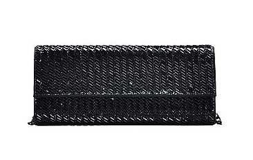MODERN WOVEN PARTY CLUTCH WITH CHAIN