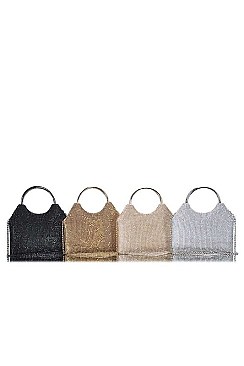 DESIGNER MULTI RHINESTONE SEQUENCES PARTY CLUTCH WITH CHAIN