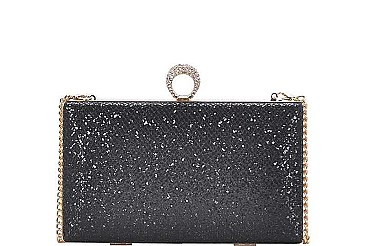 SPARKLING FASHION STRUCTURED CLUTCH WITH CHAIN