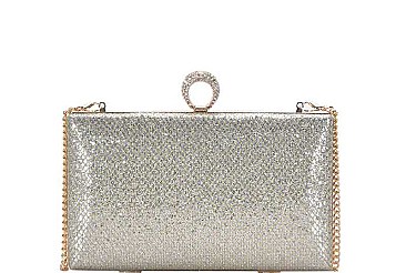SPARKLING FASHION STRUCTURED CLUTCH WITH CHAIN
