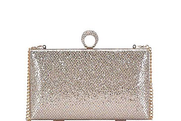 SPARKLING FASHION STRUCTURED CLUTCH WITH CHAIN