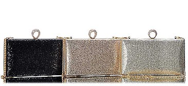 SPARKLING FASHION STRUCTURED CLUTCH WITH CHAIN