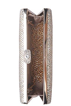 SPARKLING FASHION STRUCTURED CLUTCH WITH CHAIN