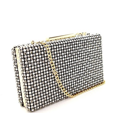 CLR2472-LP Starlet Rhinestone and Stud Embellished Frame Hard Clutch