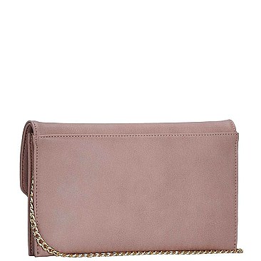 CLASSY SMOOTH PU LEATHER FASHION ENVELOPE CLUTCH WITH CHAIN STRAP JYCLT-97132