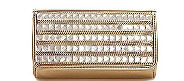 FASHION MULTI RHINESTONE FRONT PARTY CLUTCH WITH CHAIN