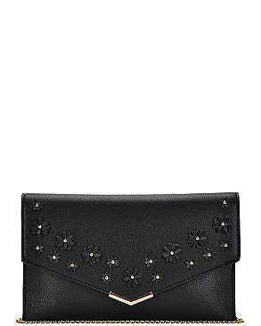 FASHIONABLE FLOWER TUCKED ENVELOPE CLUTCH WITH CHAIN JYCLW-3960