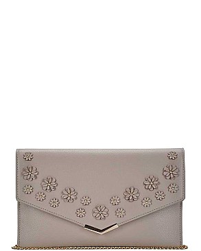 FASHIONABLE FLOWER TUCKED ENVELOPE CLUTCH WITH CHAIN JYCLW-3960