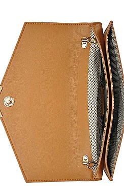 FASHIONABLE FLOWER TUCKED ENVELOPE CLUTCH WITH CHAIN JYCLW-3960